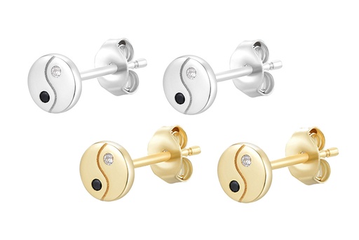 Pendiente plata 925 yin yang zirconita