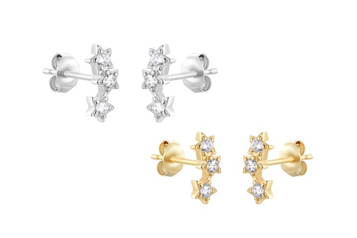 Pendiente plata 925 tres mini estrellas