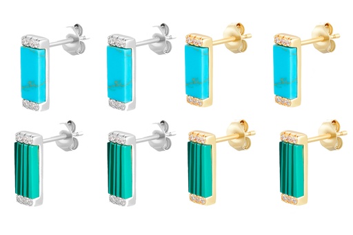 Pendiente plata 925 piedras con zirconitas blancas