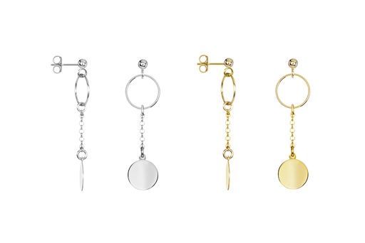 Pendiente plata 925 aro cadena y placa