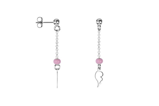 [16523EEROPL] Sterling silver chain with bead enamel & wing earring