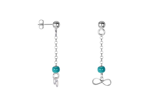 [16529EETUPL] Sterling silver chain with enamel bead & infinity symbol earring