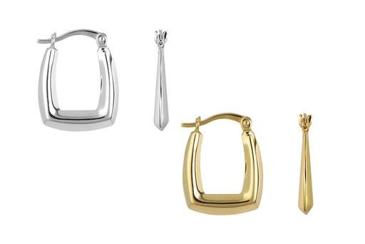 Pendiente plata 925 aro rectangular hueco