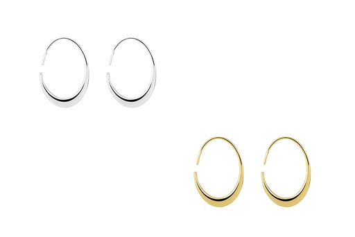 Sterling silver oval hoop earring