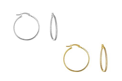 Sterling silver zirconia hoop earring