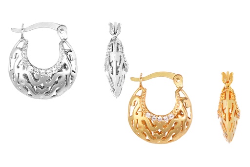 Sterling silver zirconia bali hoop earring