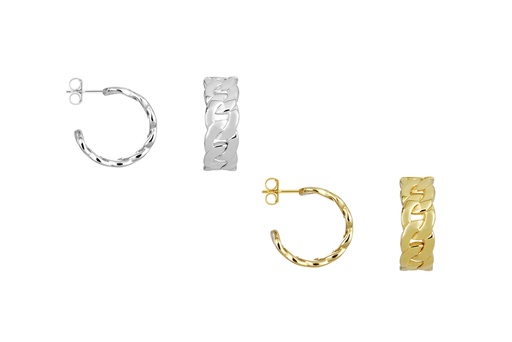 Sterling silver links hoop earring