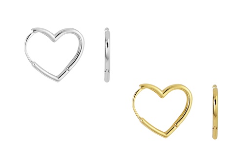 Sterling silver heart hoop earring