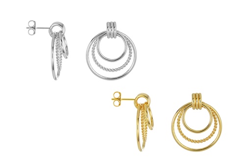 Sterling silver three rings earring