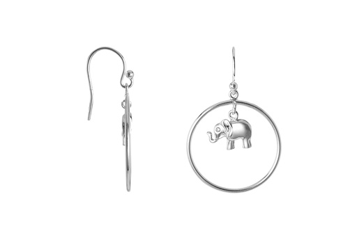 [16578EPL] Pendiente plata 925 aro 24mm con elefante 8x11mm