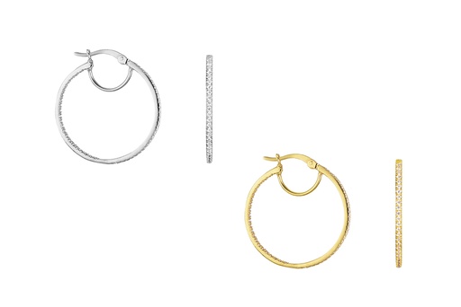 Sterling silver zirconia inside hoop earring