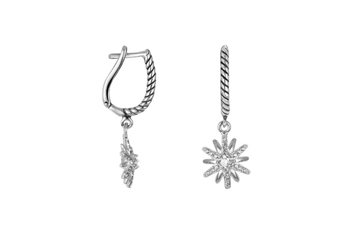 [16609EZBLOX] Sterling silver zirconia sun earring