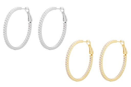 Sterling silver 3mm zirconia hoop earring