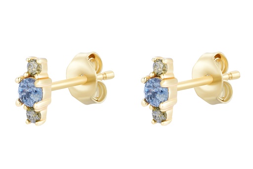 [16639EZAQOLDO] Sterling silver three mini zirconia earring