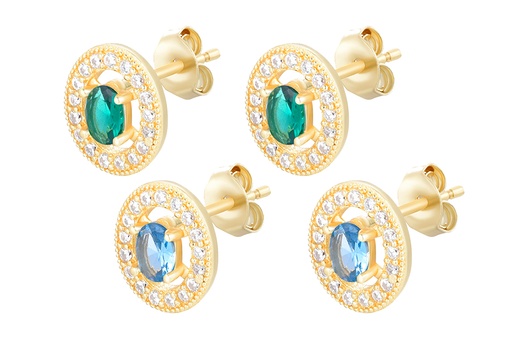 Sterling silver white zirconia oval earring