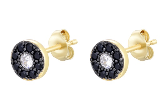 [16651EZBLNEDO] Sterling silver two circles zirconia earring