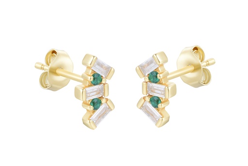 [16659EZBLESDO] Sterling silver mini zirconia baguette earring