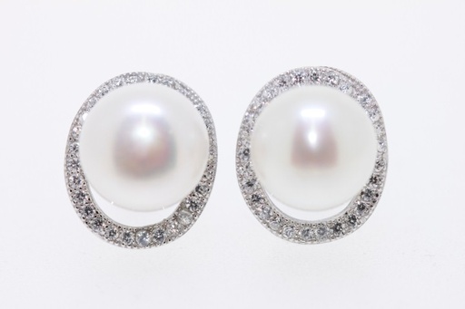 [16667EPBLRD] Pendiente plata 925 perla con zirconitas