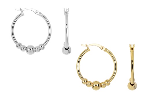 Sterling silver beads hoop earring