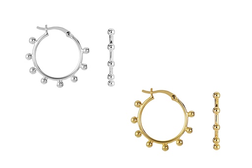 Sterling silver 3mm beads hoop earring
