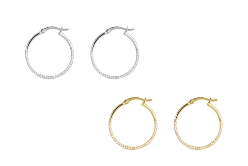 Sterling silver zirconia flat hoop earring