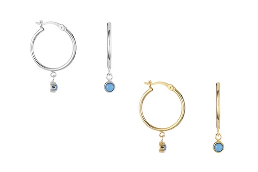 Sterling silver stone hoop earring