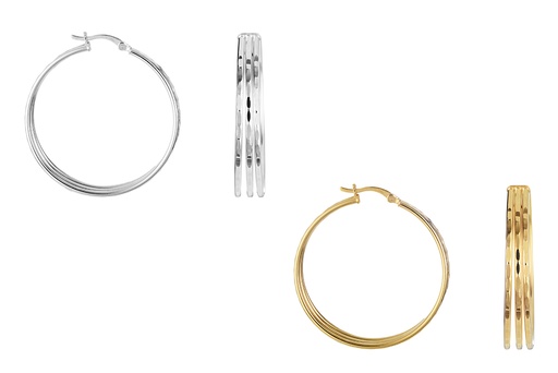 Sterling silver triple hoop earring