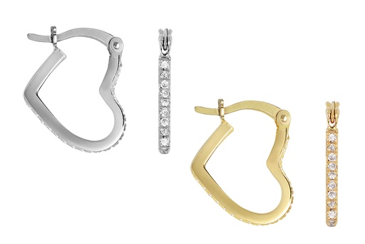 Sterling silver zirconia heart hoop earring