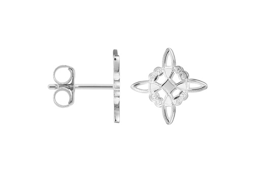 [16700EZBLDO] Sterling silver 8x5mm zirconia cross earring