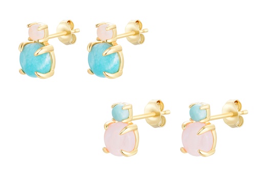 Sterling silver two semiprecious stone earring