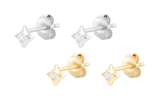 Sterling silver 4 point star earring