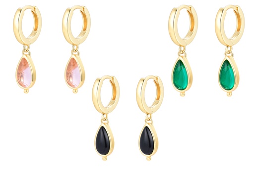 Sterling silver pear stone hoop earring