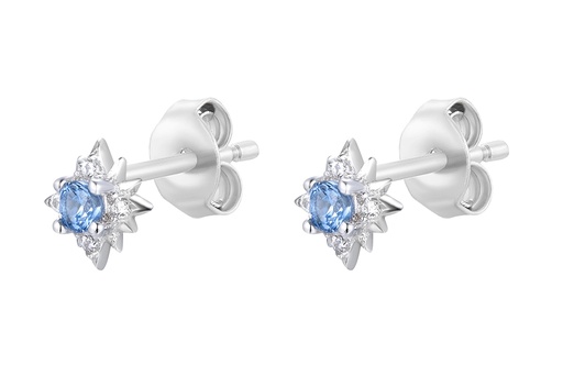 [16711EZBLAQRD] Sterling silver zirconia compass rose earring