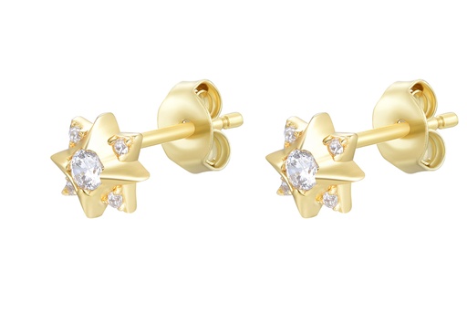 [16712EZBLDO] Sterling silver zirconia compass rose earring