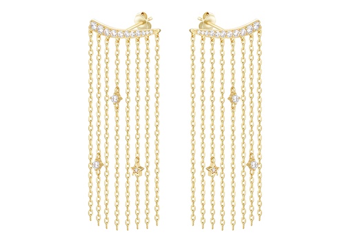 [16722EZBLDO] Sterling silver chains with zirconia earring