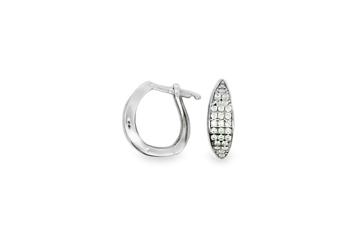 [16726EZBLRD] Sterling silver zirconia hoop earring