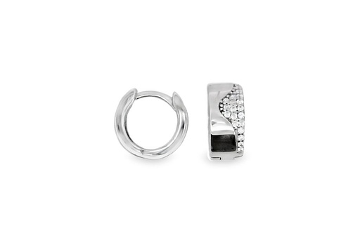 [16736EZBLRD] Sterling silver zirconia hoop earring