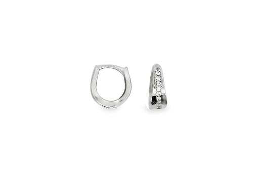 [16738EZBLRD] Sterling silver zirconia hoop earring