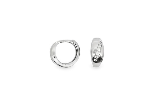 [16739EZBLRD] Sterling silver zirconia hoop earring