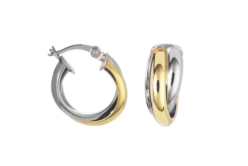 [16758ERDDO] Sterling silver bicolour hoop earring