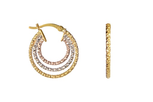 [16760EDCRDDODR] Sterling silver tricolour hoop earring