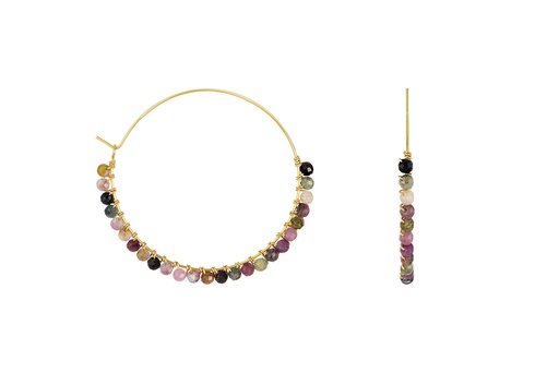 [16765EE400RTMDO] Sterling silver semi precious stone hoop earring