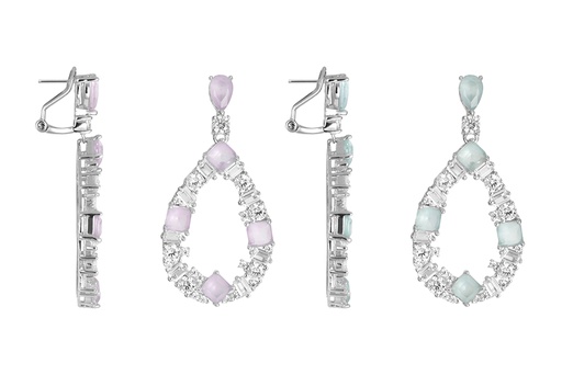 Pendiente plata 925 piedras con zirconitas blancas