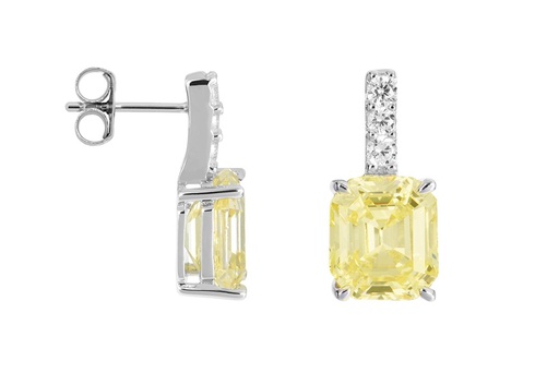 [16780EZBLYERD] Pendiente plata 925 zirconita8mm