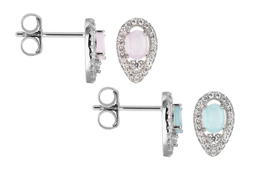 Sterling silver drop stone & white zirconia earring