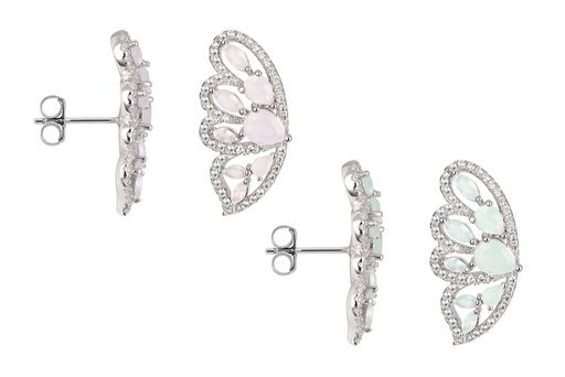 Sterling silver stone & white zirconia butterfly wing earring