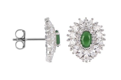 [16785EGESRD] Sterling silver stone with white zirconia earring