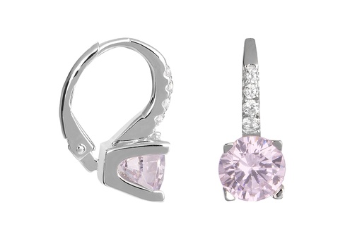 [16786EZBLRORD] Sterling silver zirconia 7mm with whit zirconia earring