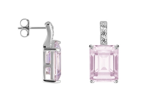 [16788EZRORD] Pendiente plata 925 zirconita rectangular 10x8mm con zirconitas blancas