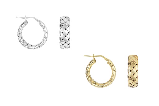 Sterling silver braided hoop earring